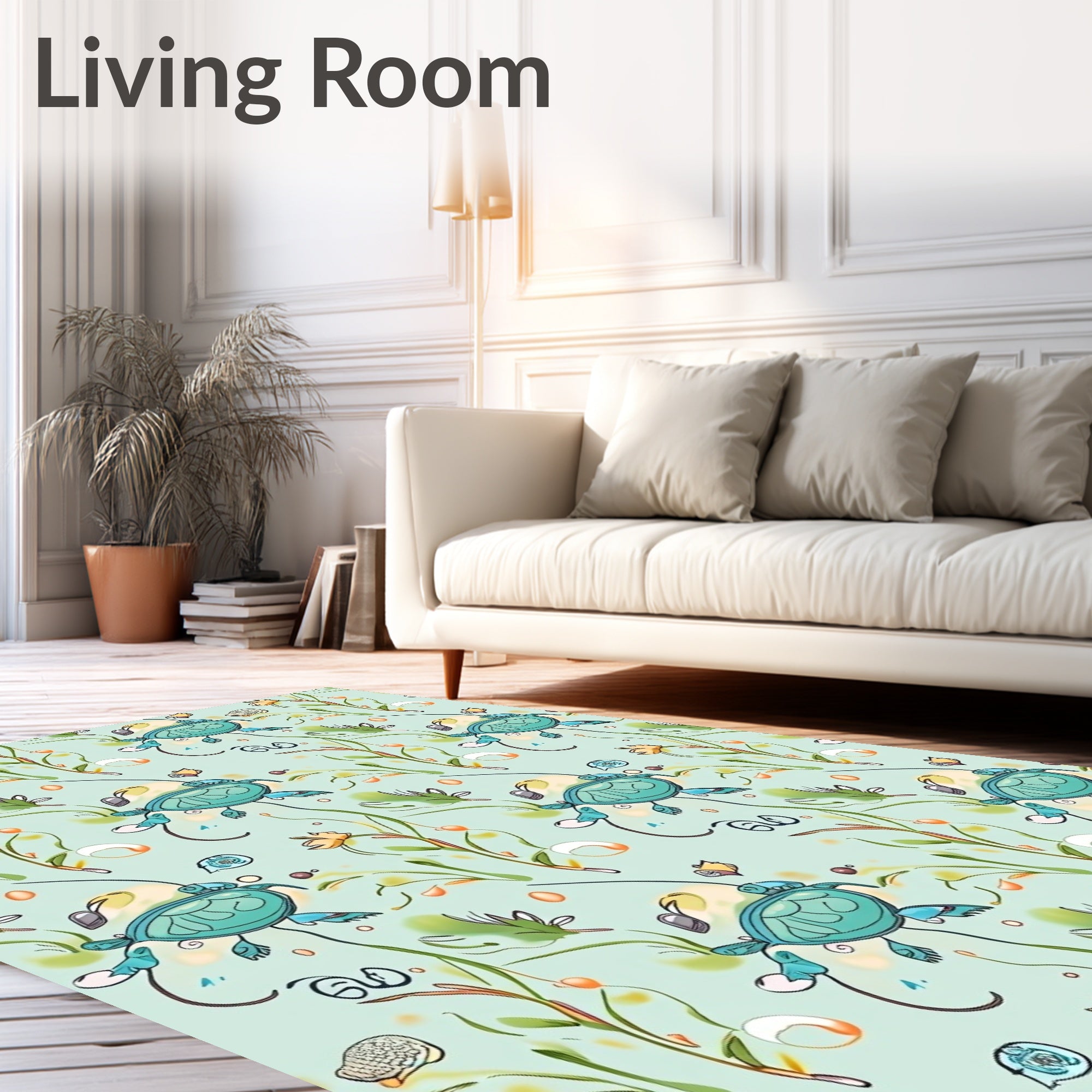 Whimsical Sea Turtle Aquatic Meadow Rug
