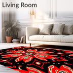 Bold Red Floral Medallion Rug