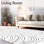 Abstract Swirls Black Gray Lines Rug
