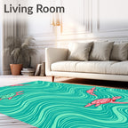Coral Turtle Ocean Wave Scene Rug