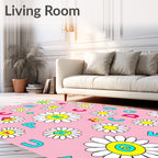 Pink Daisy Alphabet Garden Rug