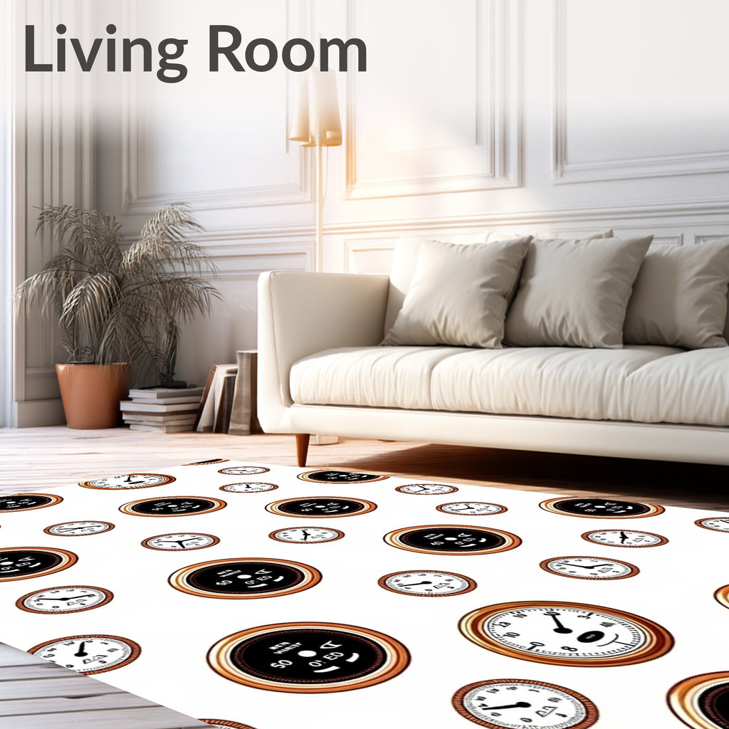 Vintage Clock Face Repeating Pattern Rug