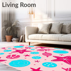 Pink Aqua Starfish Shell Scatter Rug