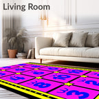 Vibrant Pink Blue Numbers Stars Rug