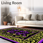 Vibrant Yellow Purple Intertwined Vines Rug