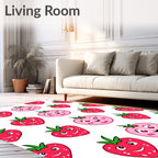 Cartoon Red Strawberry Pink Tomato Pattern Rug