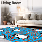 Whimsical Blue Penguin Medallion Rug