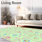 Whimsical Flower Faces Maze Rug