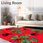 Tropical Toucan Birds Red Floral Rug