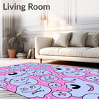 Pink Cute Blob Amorphous Characters Rug