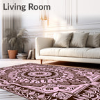Soft Pink Ornamental Sunburst Mandala Rug