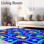 Cute Yellow Green Cats Geometric Bold Rug