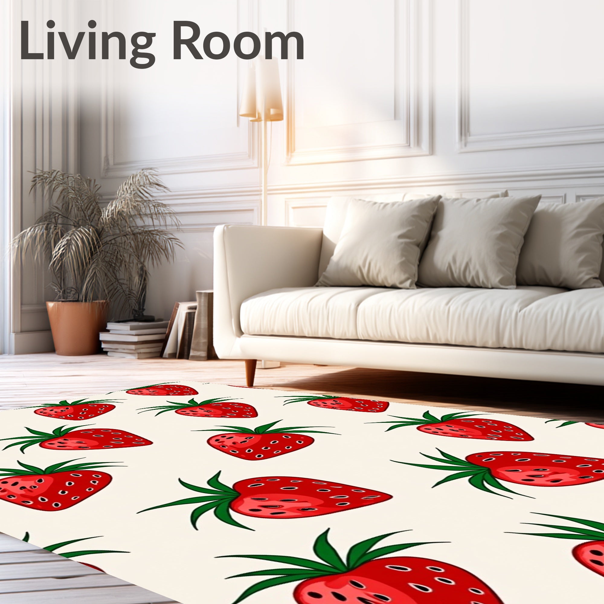 Red Summer Strawberry Patch Rug