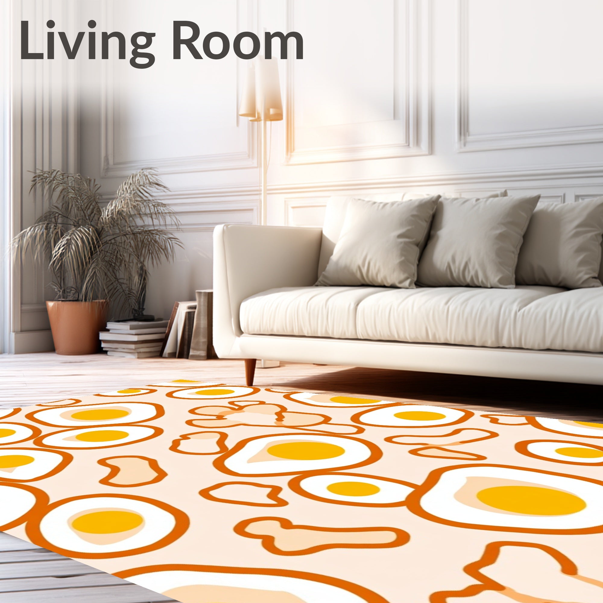 Sunny Side Up Abstract Orange Rounds Rug