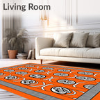 Orange Black White Abstract Stripe Rug
