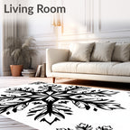 Black White Snowflake Art Rug