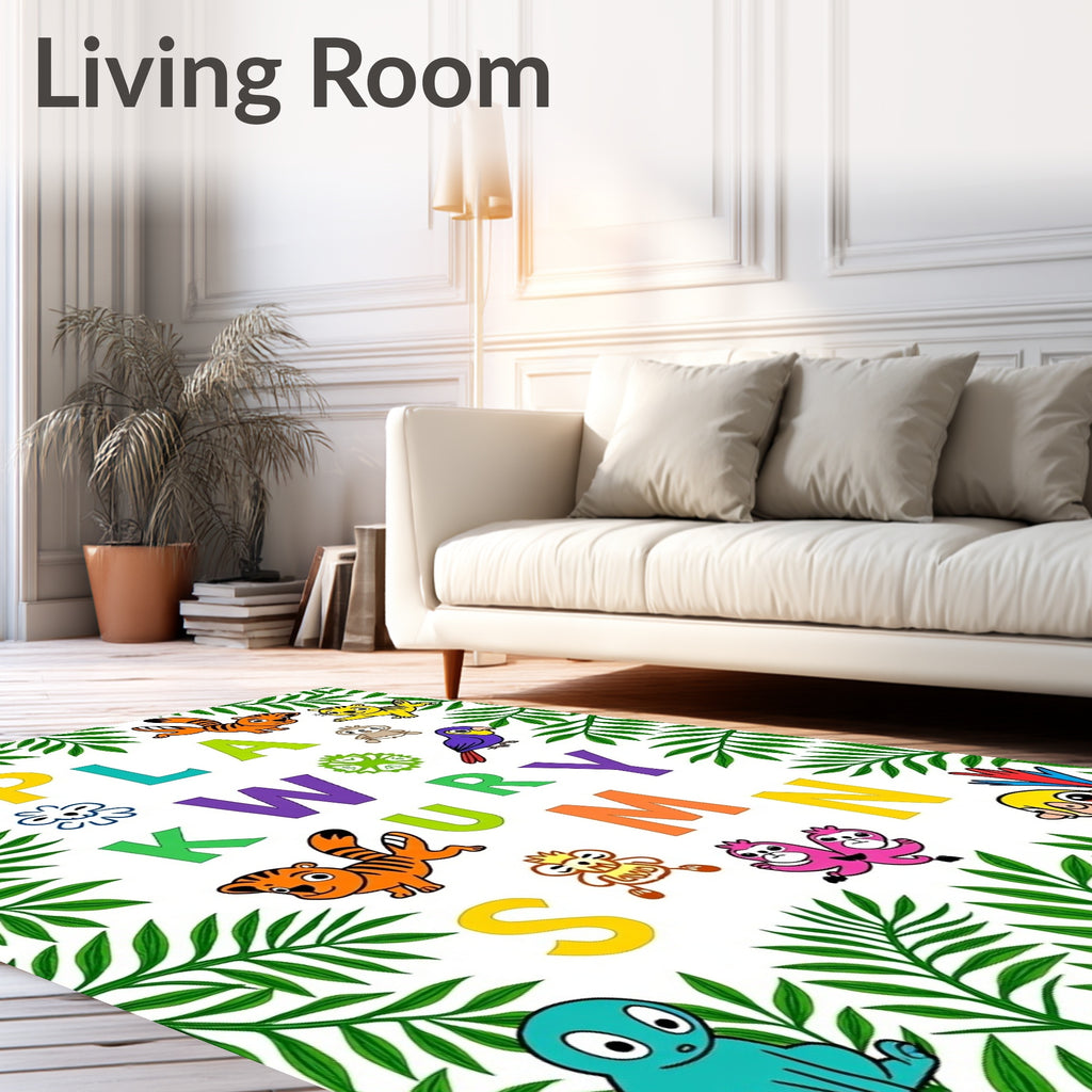 Playful Jungle Animals Alphabet Nursery Rug