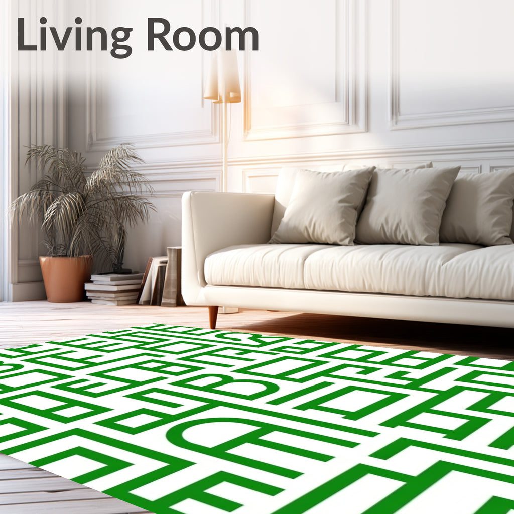 Emerald green abstract typography Rug