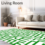 Emerald green abstract typography Rug
