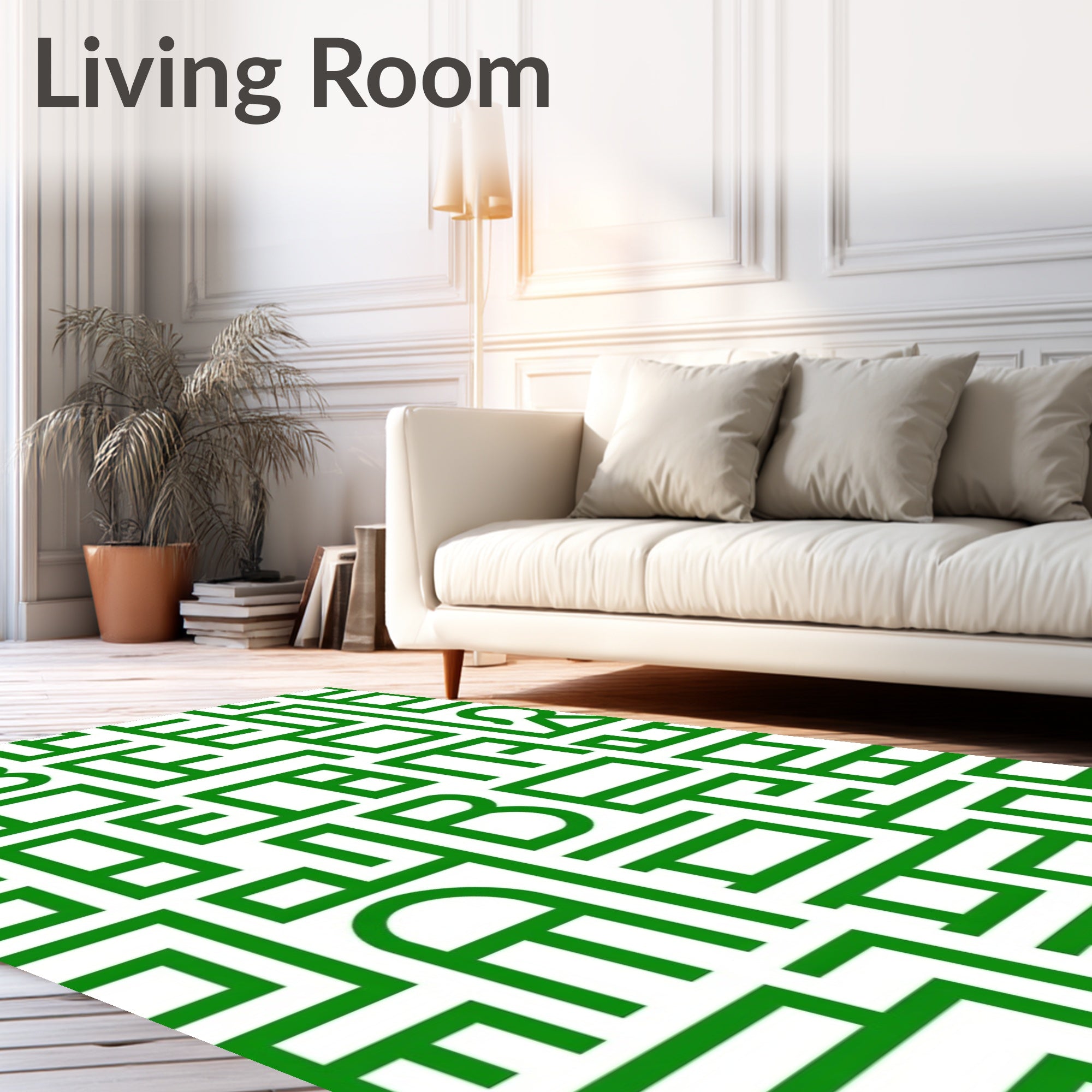Emerald green abstract typography Rug