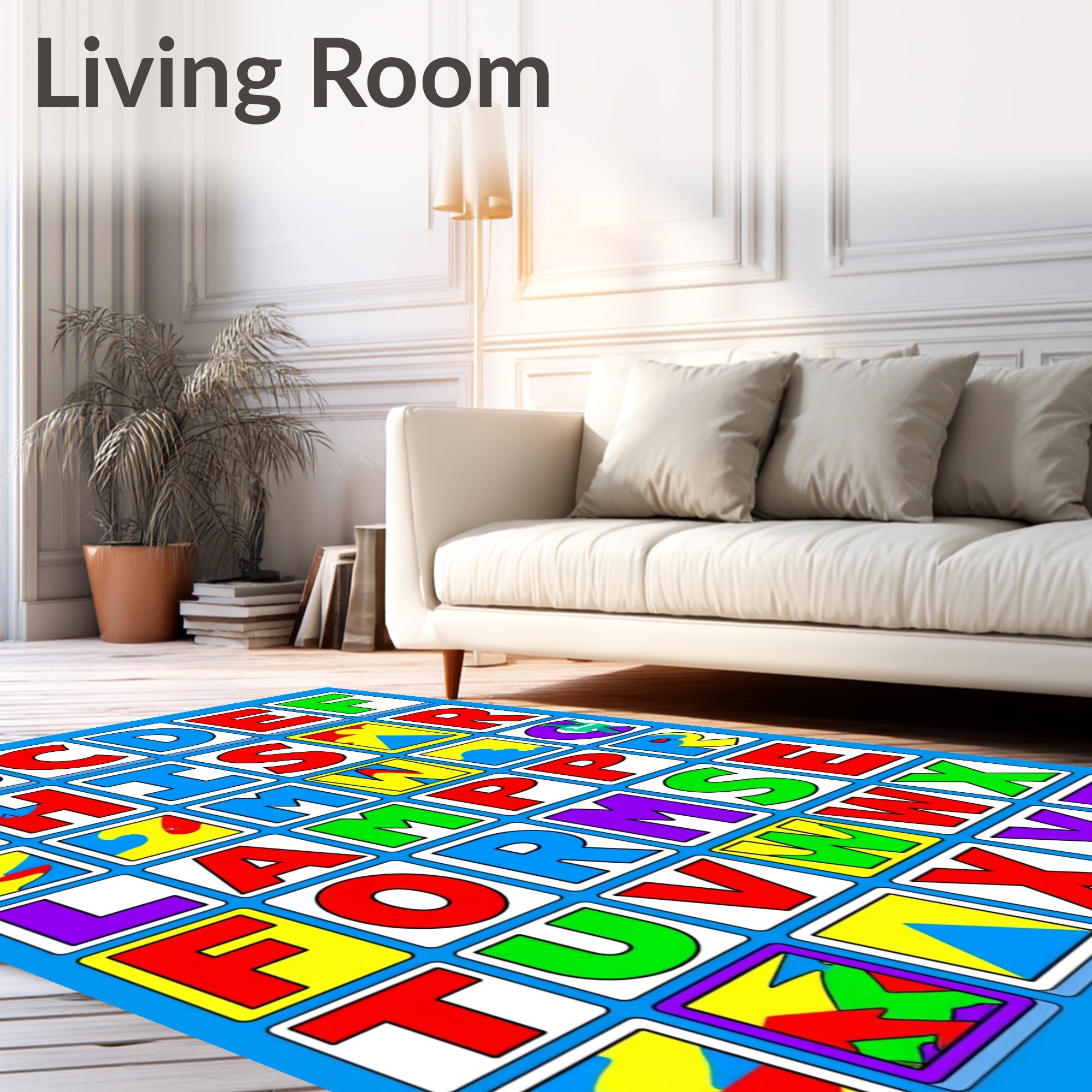 Playful Alphabet Blocks Collage Rug