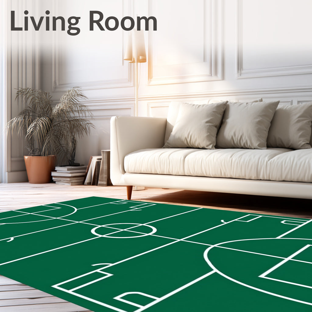 Green White Grid Sports Court Rug