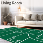 Green White Grid Sports Court Rug