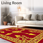 Crimson Yellow Arrow Medallion Border Rug