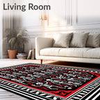 Skeleton Brigade Red Black Bone Rug
