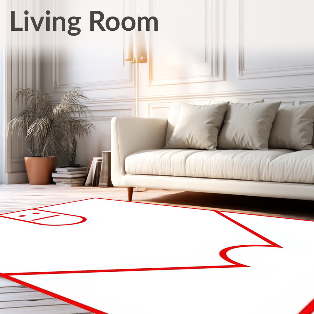 Bold Red Minimalist Face Form Rug