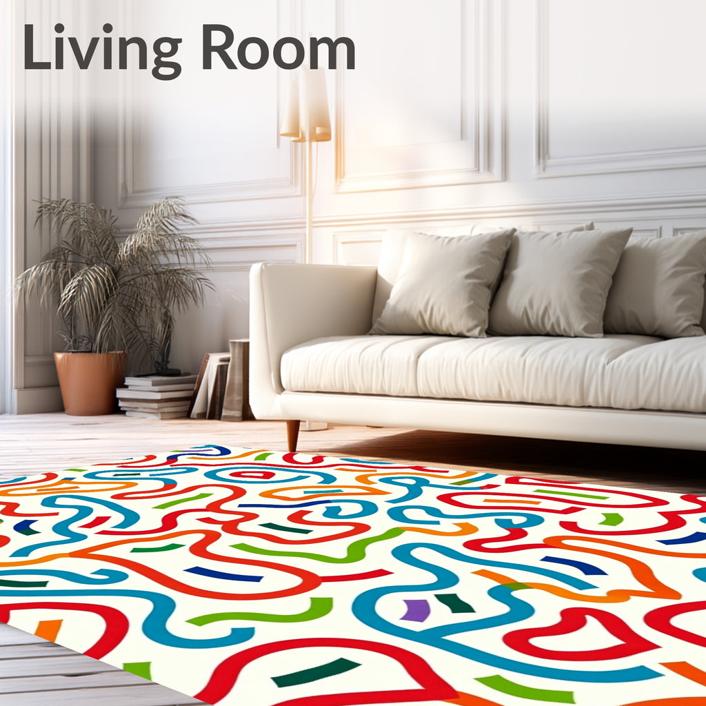 Playful Swirls Colorful Abstract Waves Rug