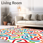 Playful Swirls Colorful Abstract Waves Rug