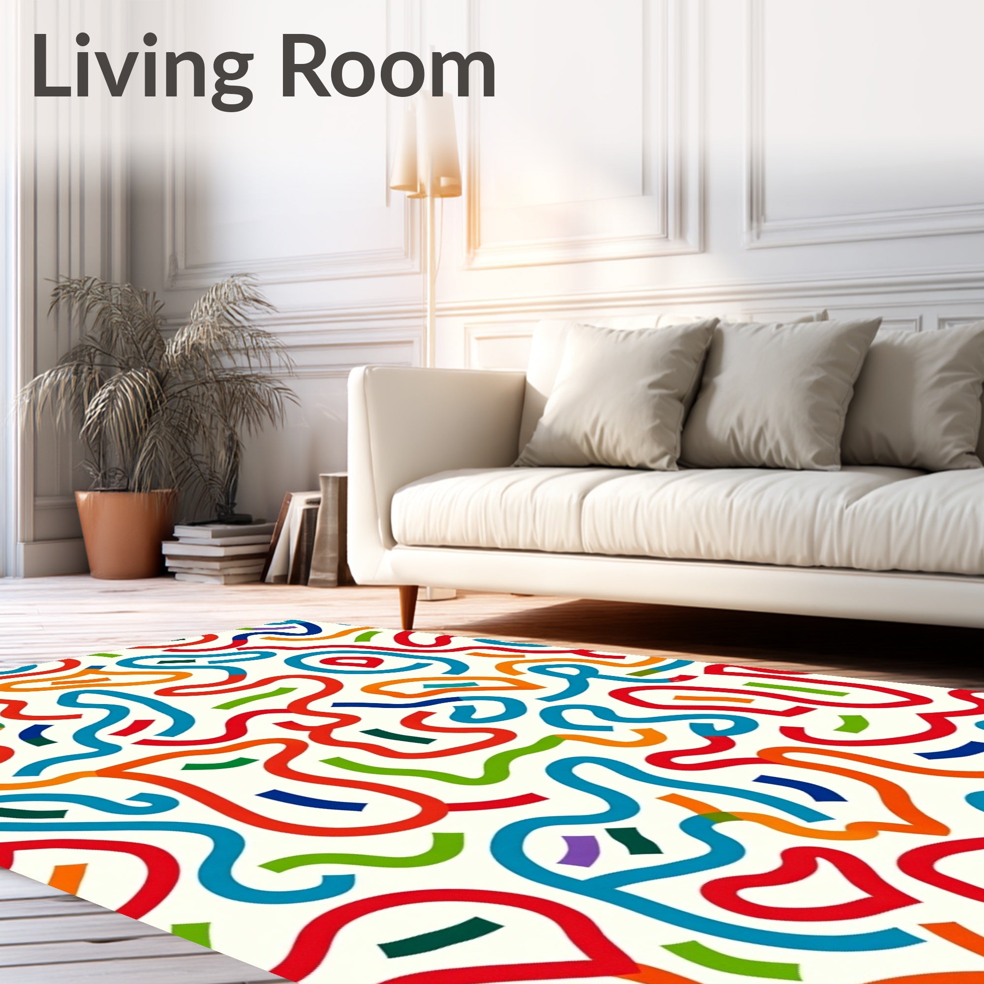 Playful Swirls Colorful Abstract Waves Rug
