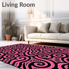 Hot Pink Swirl Abstract Fabric Rug