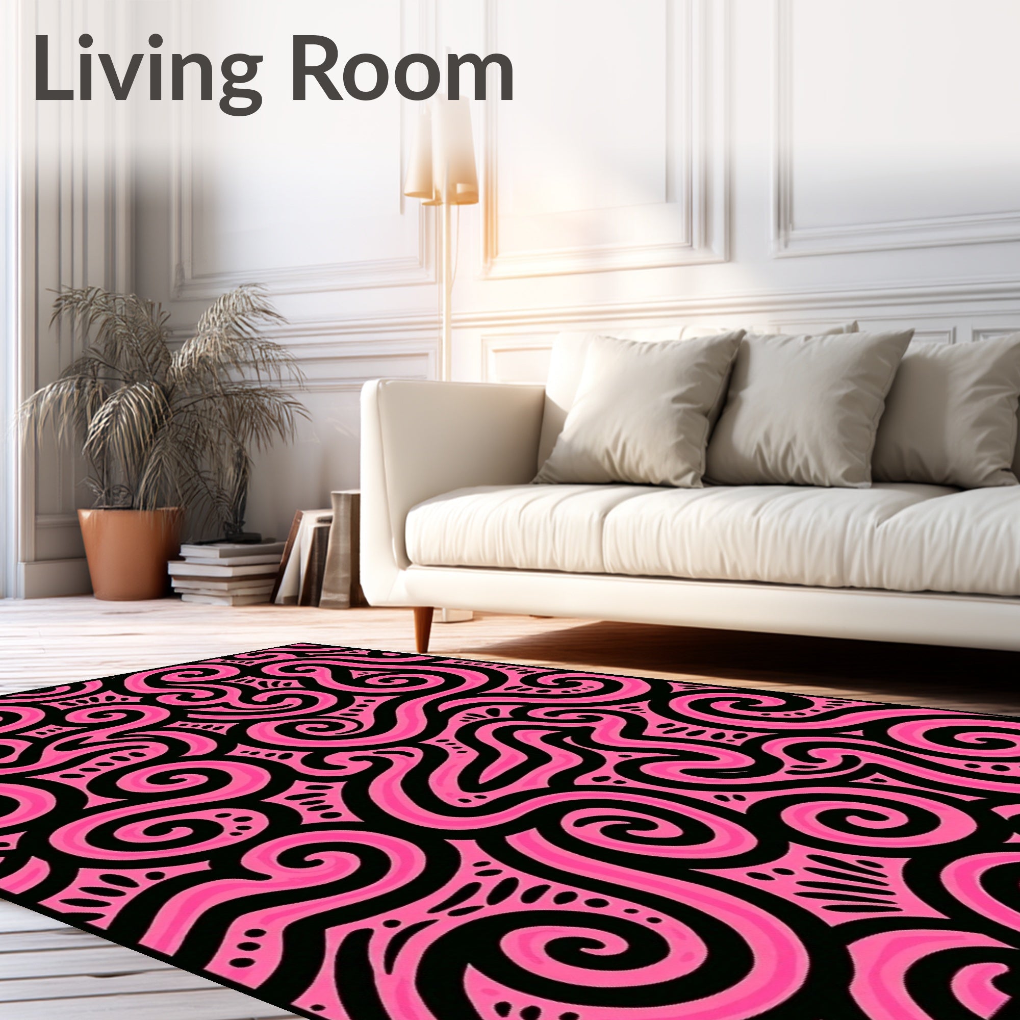 Hot Pink Swirl Abstract Fabric Rug
