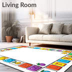 Colorful Alphabet Fruits and Shapes Border Rug