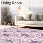Whimsical Pink Gray Abstract Character Rug