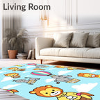 Circus Animals Hot Air Balloon Adventure Rug