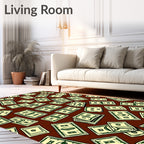 Cartoon Bills Scattered Across Brown Rug