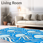 Jellyfish Blue Ocean Swirls Rug