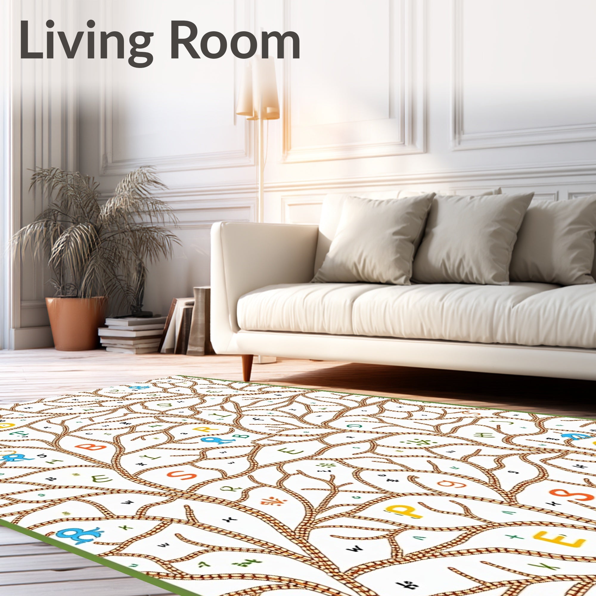 Whimsical Alphabet Tree Branches Rug