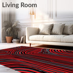 Bold Red Black Striped Abstraction Rug
