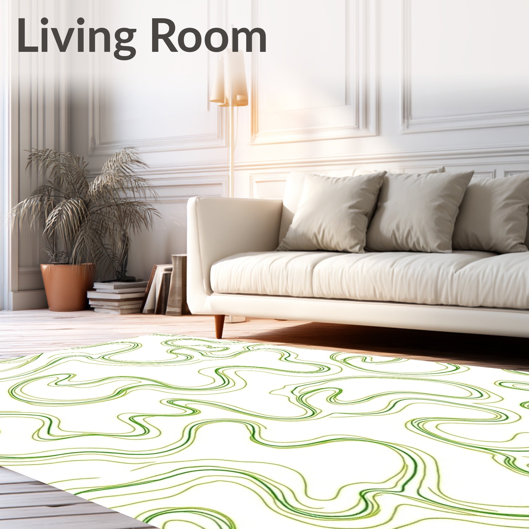 Fluid Green Swirl Abstract Rug
