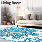 Azure Blue Medallion Mandala Art Rug