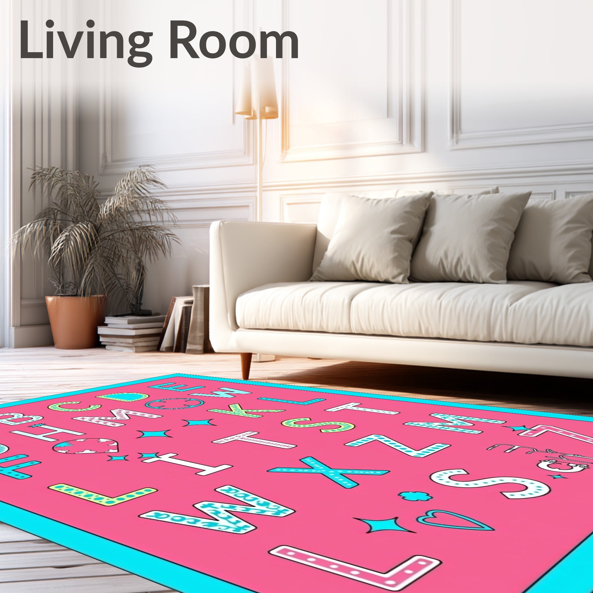 Playful Alphabet Garland Bright Pink Rug