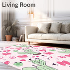 Pink Heart Cactus Garden Whimsical Rug