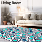 Seafoam Blue Geometric Cells Rug