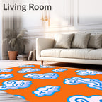 Whimsical Orange Cloud Swirl Rug
