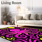 Bold Pink Octopus Balloon Festivity Rug