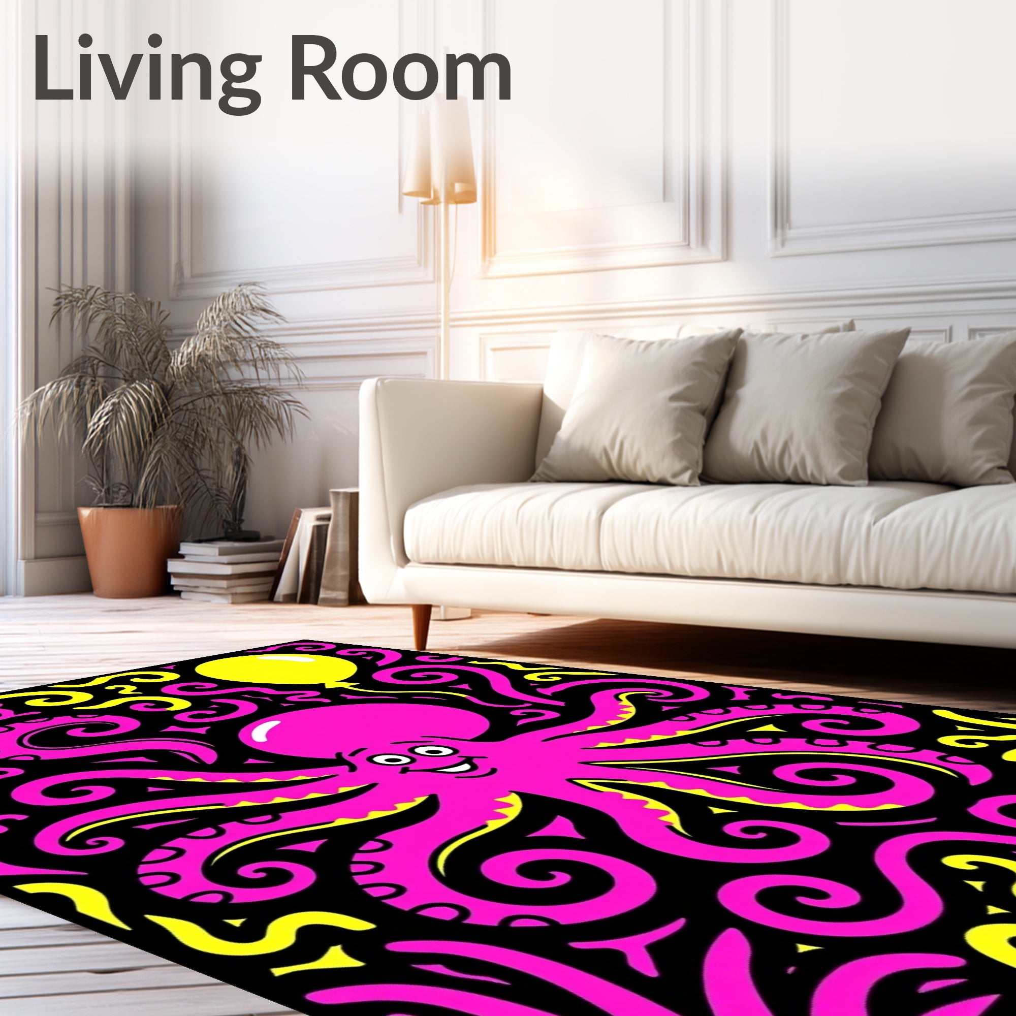Bold Pink Octopus Balloon Festivity Rug